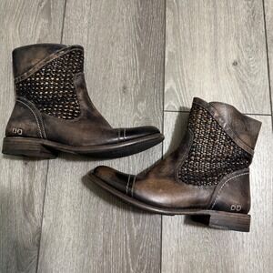 Bed Stu Cobbler‎ Series Leather Ankle Boots Side Zip Brown Distressed Womens 11